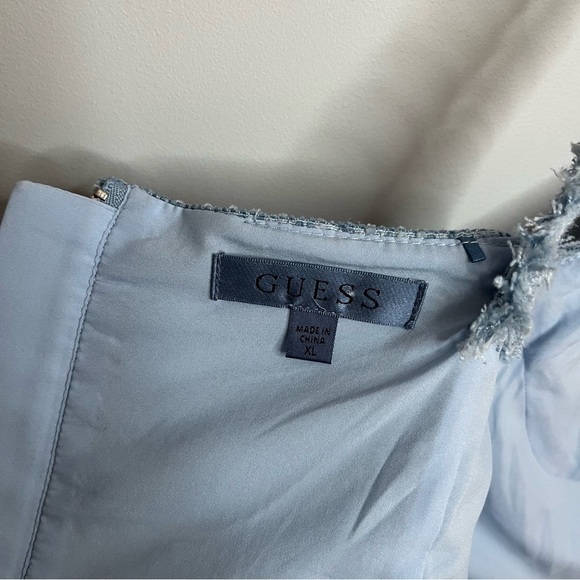 Guess Emily Sky Blue Tweed Plaid Cropped Bustier Top Size XLarge NWT - Picture 10 of 16